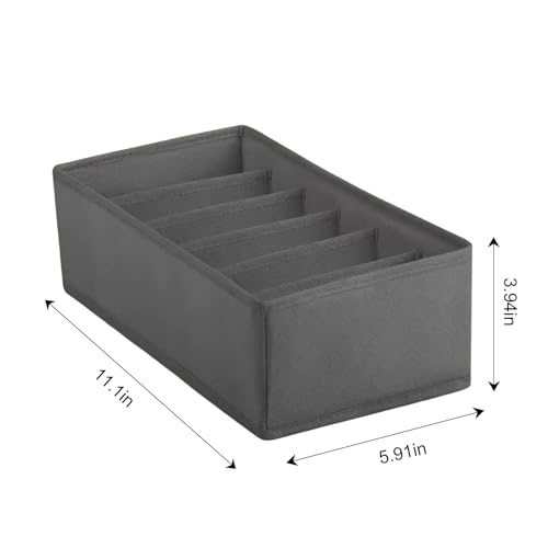 1 Pcs Drawer Organizer Storage Box for Underwear Socks Closet Divider for Wardrobe Dresser Vanity Space Saving Use(6-Grid Grey) - color: Grey-3, size: Small
