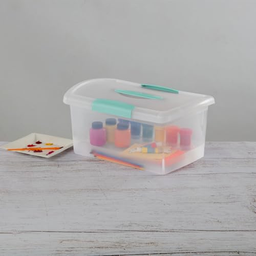 Sterilite Medium Nesting ShowOffs, Stackable Small Storage Bin with Latching Lid and Handle, Plastic Container to Organize Home, Clear, 18-Pack - size: Medium, style: 18 Pack