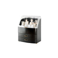 Makeup Organizer Countertop Vanity with Transparent Lid Drawers Waterproof Dustproof Cosmetic Skincare Bathroom Storage Gift for Women Teens Girls (Black) - color: Black