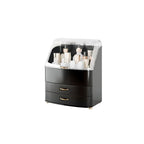 Makeup Organizer Countertop Vanity with Transparent Lid Drawers Waterproof Dustproof Cosmetic Skincare Bathroom Storage Gift for Women Teens Girls (Black) - color: Black