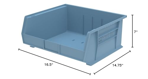 Akro-Mils 30250 AkroBins Plastic Storage Bins - Hanging Stacking Containers, 15x16x7-Inch, Light Blue (6-Pack) - color: Light Blue