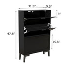 TaoHFE Modern Shoe Cabinet for Entryway - Black Wooden Hidden Shoe Cabinet - Narrow Free Standing 3 Tier Rack - color: Black
