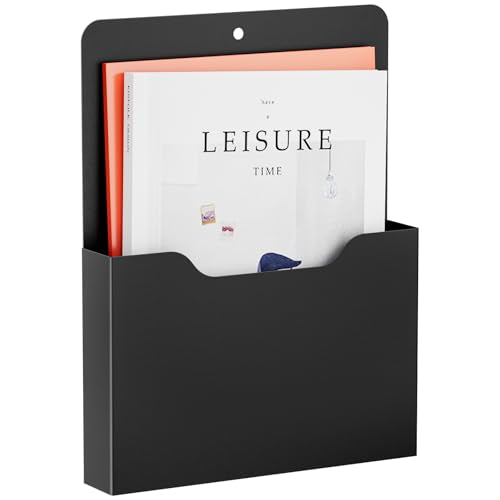 Magnetic File Holder - Magnetic Paper Holder, Pocket Organizer Office Supplies Storage Mail Organizer for Notebooks,Planners,Letter (Black) - color: Black Holder-L