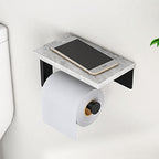 Gypie Marble Toilet Paper Holder with Shelf, 304 Stainless Steel Screw Wall Mounted, Tissue Roll Holder for Bathroom Washroom Matte Black - color: Black, size: 1 Roll