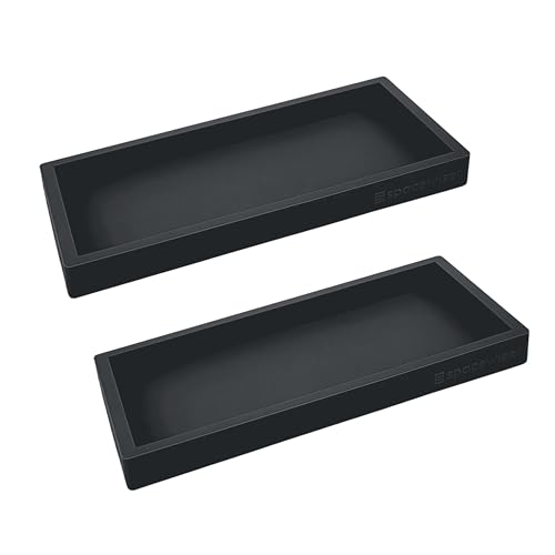 Spacewiser Countertop and Vanity Tray - 2 PC Small 7.7" Silicone Bathroom Trays, Kitchen Soap Tray, Dish Sponge Soap Holder Kitchen Sink Organizer Caddy, Bathroom Counter Trays for Lotion Dispenser - color: Black, size: 2 PC Small - 7"