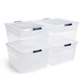 Rubbermaid Cleverstore 74 Qt Clear Storage Bins with Lids and Nesting Tray, 4-Pack, Stackable, BPA-Free, Made in USA - size: 74 Qt - 4 Pack w/ Trays