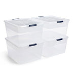 Rubbermaid Cleverstore 74 Qt Clear Storage Bins with Lids and Nesting Tray, 4-Pack, Stackable, BPA-Free, Made in USA - size: 74 Qt - 4 Pack w/ Trays