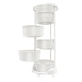 5-Tier Rotating Storage Rack, Round Kitchen Organizer Cart with Wheels for Fruit Vegetable, Multi-Layer Shelf for Bathroom Laundry Room, White