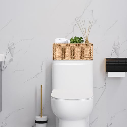 6 Pack Small Wicker Baskets, Wicker Woven Storage Basket Toilet Paper Baskets with Handles, Towel Basket for Home Organizing Shelves (Beige) - color: Beige
