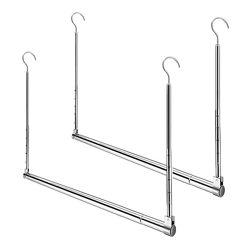 Adjustable Hanging Closet Rod, Extender Hanging Rod, Closet Hanging Organizer, Heavy Duty Closet Bar, Hanging Rod (2 Pack, Chrome) - color: Chrome, size: 2 Pack