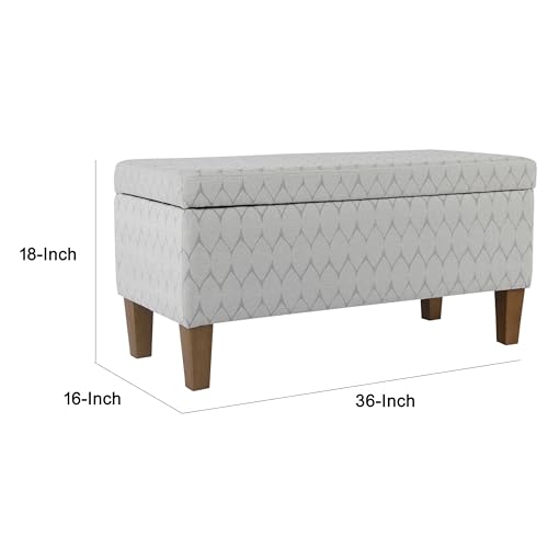 Kinfine K6384Np-F2244 Geometric Patterned Fabric Upholstered Wooden Bench with Hinged Storage, Large, Gray and Brown - color: Gray and Brown