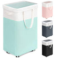 Goodpick Laundry Basket with Wheels, 75L Laundry Hamper with Wheels, Large Laundry Basket with Removable Wash Bag, Clothes Hamper for Laundry, Blue&White - color: Blue & White