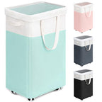 Goodpick Laundry Basket with Wheels, 75L Laundry Hamper with Wheels, Large Laundry Basket with Removable Wash Bag, Clothes Hamper for Laundry, Blue&White - color: Blue & White