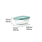 OXO Good Grips 1.6 Cup Smart Seal Leakproof Glass Rectangle Airtight Food Storage Container - size: 1.6 Cup, style: Glass
