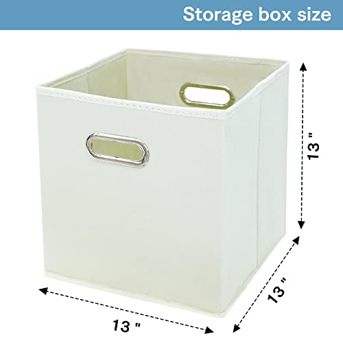 Black Fabric Cubby Storage Bins,13x13x13 Inches ,Cube Organizer Bin Foldable Storage Boxes with Dual Handles Fabric Organizer Box and collapsible Storage basket,Set of 3,Creamy-White - color: Creamy, size: 3 Pack