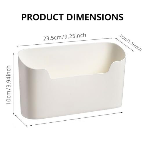 Bawuie Adhesive Cabinet Door Organizer, Lid Organizer for Food Storage Container Lid, Wall Mounted Over Pantry Door Organizer Bin Holder Caddy for Plastic Lid Kitchen Bathroom, White, 2 Pack