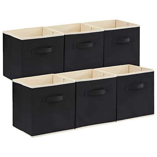 Lifewit Storage Cubes, Foldable Decorative Fabric Storage Baskets for Organizing Home Organizers with Handles for Shelves, Closet, 11 Inch Bins, 18L Black, 6 Packs - color: Black, size: 6pcs-11INCH
