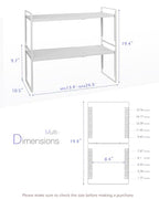 Nxconsu 2 Pack Cabinet Shelf Organizer Stackable 2-Tier Wide 10.5" Depth, Expandable Width (13.4"–24.8"), 10-Level Adjustable Height, Metal Counter Shelf Riser for Cupboard Pantry Countertop, White - size: Wide Depth (10.5") - 2 Pack
