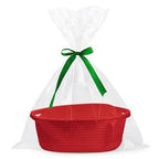 Pro Goleem Small Woven Basket with Gift Bags and Ribbons Durable Baskets for Gifts Empty Small Rope Basket for Storage 12"X 8" X 5" Baby Toy Basket with Handles, Red - color: red