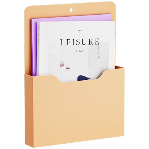 Magnetic File Holder - Magnetic Paper Holder, Pocket Organizer Office Supplies Storage Mail Organizer for Notebooks,Planners,Letter (Orange) - color: Orange Holder-L