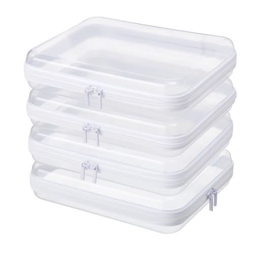 MACOPRO 2PCS Large Clear Zipper Bags with Hard Shell - Makeup Organizer & Toy Storage Container for Building Blocks, Pencils, Toiletries, Travel Accessories Diaper for Organizing - size: 2Pcs-Large