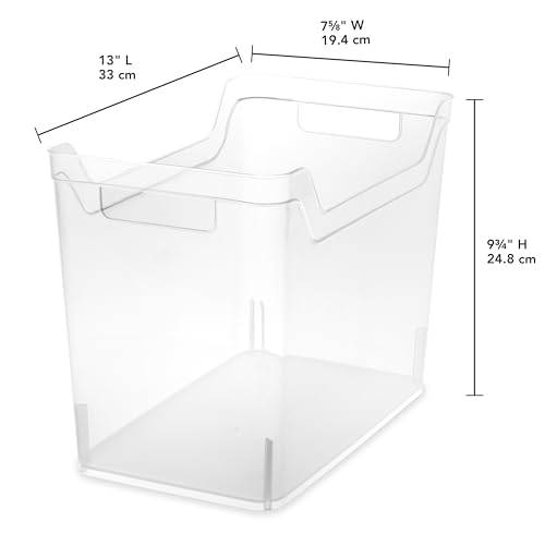 Sterilite Medium Shelf Bin with Handles, Plastic Storage Container for Organizing Shelving, Closet, Pantry, and Countertops, Clear, 6-Pack - size: Medium