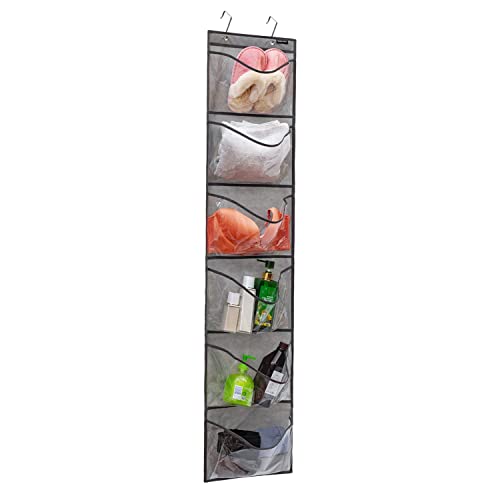 Extra Large Pockets Shoe Organizer for Closet Over The Narrow Door Hanging Shoe Holder Storage (6 Large Pockets-Grey) - color: 6 Large Pockets-Grey