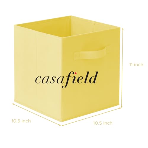 Casafield Set of 6 Collapsible Fabric Cube Storage Bins, Yellow - 11" Foldable Cloth Baskets for Shelves, Cubby Organizers & More - color: Yellow, size: 10.5" x 10.5" x 11"