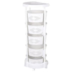 5 Tier Round Rotating Multi-Layer Kitchen Storage Shelf, Fruit Vegetable Storage Basket with Lockable Casters for Living Room Kitchen Home (White)