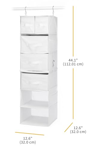 Whitmor Multi-Functional Hanging Organizer with Drawer Inserts- 5 Section - Closet Organizer - White - color: White, size: 5 Section Drawer