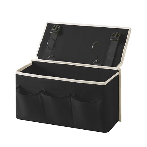 Bedside Caddy/Bedside Storage Organizer Hanging Bag with Three Options,Suitable for home beds, sofas, and dormitory beds—can hold magazines, books, phones, iPads, remote controls. (Black) - color: Black