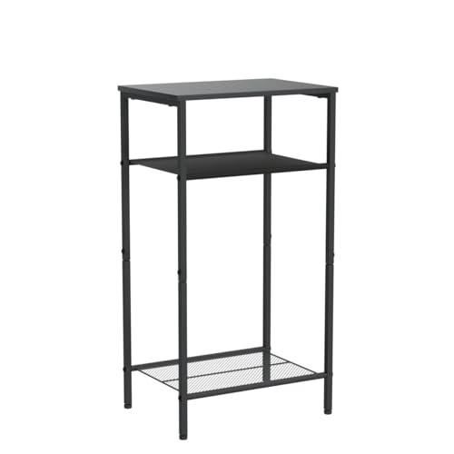 Hoctieon 2-Set 3 Tier End Table, Telephone Table Set of 2, Tall Side Table with Storage Set of 2, Small Nightstand for Small Spaces, Metal Frame, for Living Room, Bedroom, Sofa Couch, Black - color: Black, size: 2 Pack
