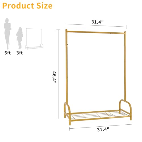 Baby Clothes Organizer, Kids Dress Up Storage Rack, Small Clothes Rack with Metal Storage Shelf, Kids Closet Organizers, Baby Closet (Gold) - color: Gold