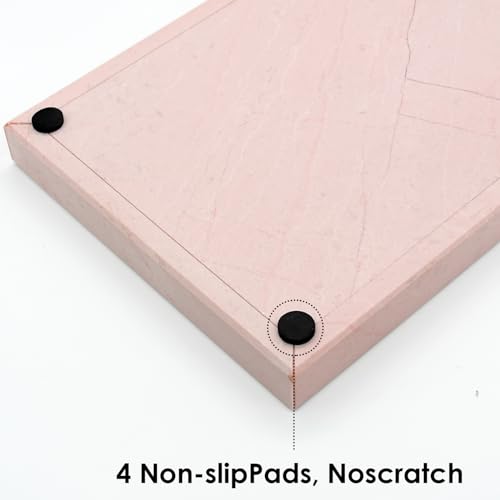 Real Natural Marble Tray for Bathroom, Vanity, Kitchen and Desktop, Rectangle Genuine Marble Stone Tray for Jewelry, Cosmetics, Candles, Lotion, Perfume (Pink, 12" x 8" x 1.2") - color: Pink, size: 12" x 8" x 1.2"