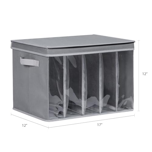 Zilink Upgraded Sweater Storage for Closet with Lids and Support Boards Large Sweater Organizer for Closet with 5 Grids Divider Wardrobe Clothes Organizer for Sweaters, Jeans, Pants, Grey, 3 Pack - color: Grey - For Sweater