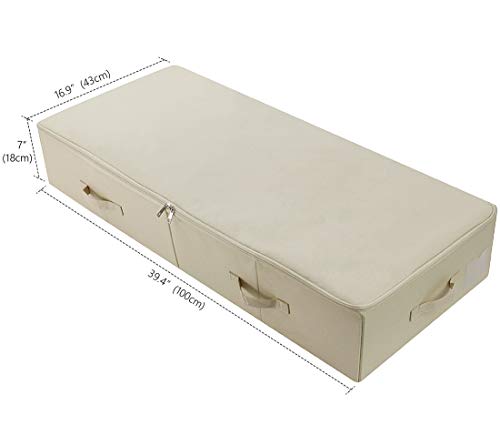 iwill CREATE PRO Pack of 2, 39.4"X16.9"X7" Ultra-Length Foldable & Washable Underbed Storage Organizer Containers for Clothing, Shoes, Bedding - Ideal for Bedroom, College Dorm (Beige) - color: Beige,2pcs