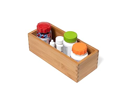 Lipper International Bamboo Wood Utensil Holder Storage Box for Cooking Tools, Makeup, or Office Supplies, 4" x 9 1/4" x 3" | (Pack of 6) - size: 4" x 9 1/4" x 3" (Pack of 6)