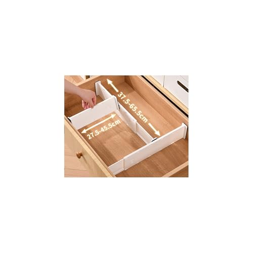 6 Pack Adjustable Drawer Dividers (10.8–17.9”) – Expandable Slide-Lock Plastic Drawer Organizer for Clothes, Kitchen, Bathroom & Office – Tool-Free White Drawer Separators