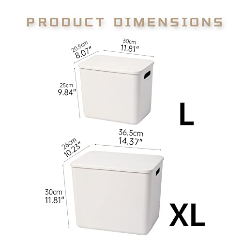 Yishyfier Plastic Storage Baskets With Lid Organizing Container Lidded Knit Storage Organizer Bins for Shelves Drawers Desktop Closet Playroom Classroom Office (4XL+2L, Light grey) - size: 4XL+2L