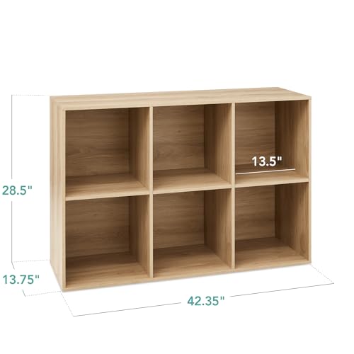 Best Choice Products 6-Cube Storage Organizer, 13.5in Shelf Opening, Bookcase, Display Shelf, Customizable w/ 3 Removable Back Panels – Light Oak - color: Light Oak, size: 6-Cube, 13.5in Shelf Opening