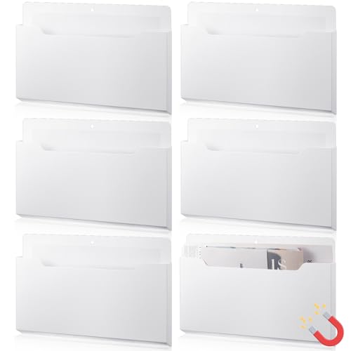 Fuutreo 6 Pcs Magnetic Wall File Organizer Magnetic Wall File Holder Refrigerator Magazine Holder for Mail Letters Paper(White,Horizontal-large) - color: White, size: Horizontal-Large