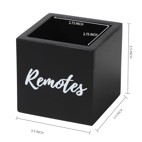 Remote Control Holder, Wooden Tv Remote Holder, Remote Holder for Table, Remote Control Storage Organizer Caddy (for 2 or 3 Remote Controls) 3.5 x3.5x3.5 - Black