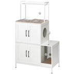 HOOBRO Litter Box Enclosure, Litter Box Furniture with Storage, 2-in-1 Hidden Cat Furniture with Shelf, 2 Dangling Plush Balls and 1 Toy Ball, Large Wooden Cat Washroom, White WT78MW01 - color: White
