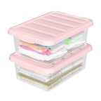 14 Quart Basic Clear Storage Box with Pink Lid (Pack of 2) - color: Pink Lid