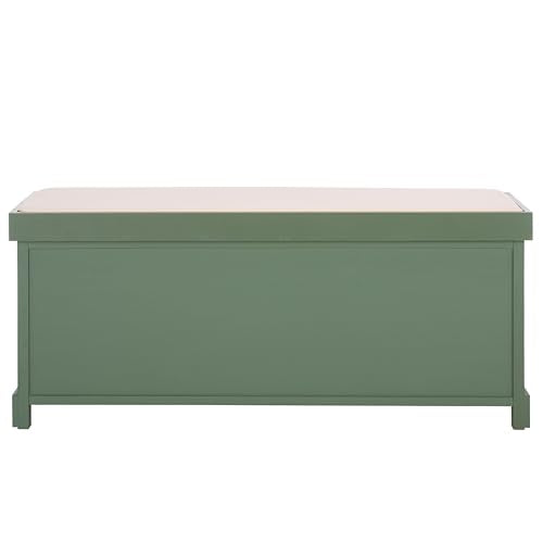 SAFAVIEH Home Collection – Lonan Dusty Green Storage Bench with Seat Cushion, 3 Basket Drawers, Coastal Farmhouse Entryway Design (AMH5733J) - color: Dusty Green