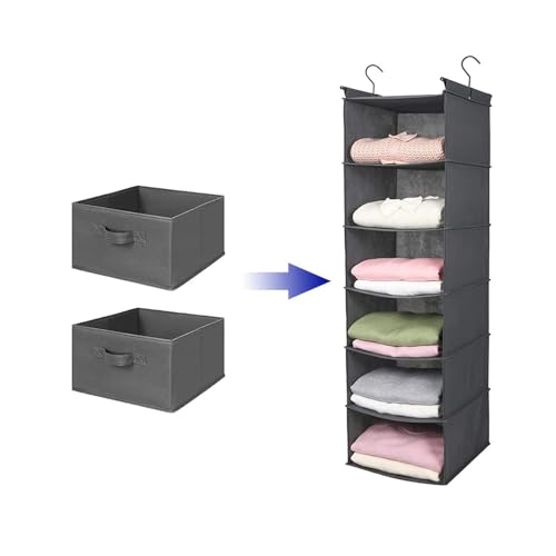 MAX Houser Hanging Shelf Closet Storage Organizer Removable Drawers ，Hanging Storage Organizer Hanging Sweater 2 Sock Underwear Drawers for Closet, Bedroom, Dark Grey - color: Grey-d