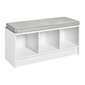 ClosetMaid 1631 Cubeicals 3-Cube Storage Bench, White with Gray Cushion - color: White With Gray Cushion