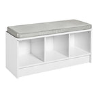 ClosetMaid 1631 Cubeicals 3-Cube Storage Bench, White with Gray Cushion - color: White With Gray Cushion