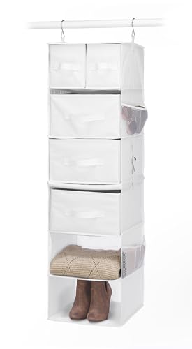 Whitmor Multi-Functional Hanging Organizer with Drawer Inserts- 5 Section - Closet Organizer - White - color: White, size: 5 Section Drawer