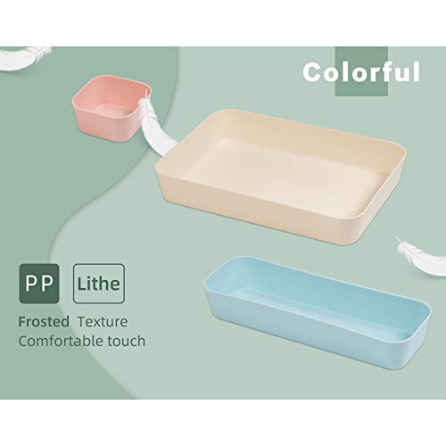 Backerysupply (9 Piece Set) Large Size Plastic Desk Drawer Organizers For Makeup Bathroom Office Kitchen Three Colors - color: Three Colors
